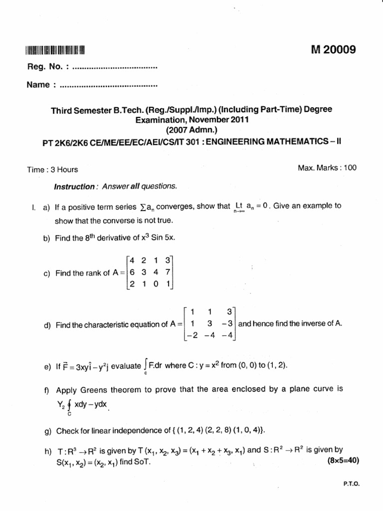 Kannur University B.Tech Question Papers | PDF | Field Effect ...