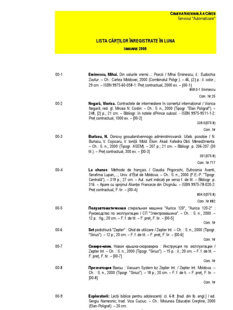 Lista Carte 2000 | PDF