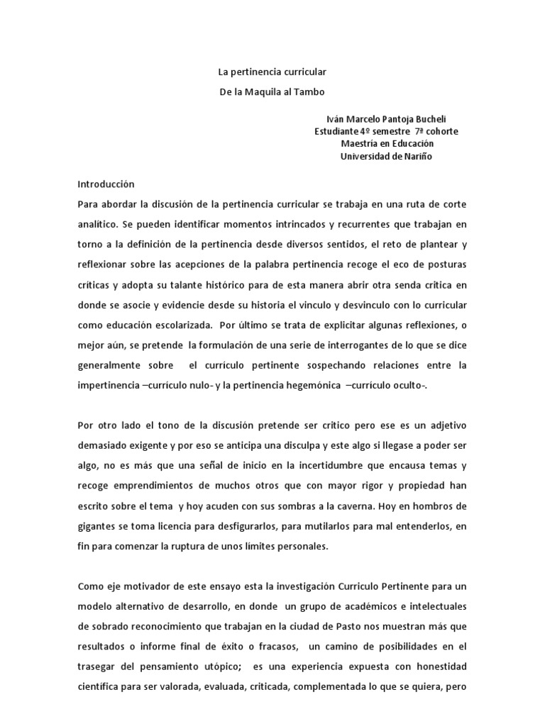 La Pertinencia Curricular | PDF | Plan de estudios | Derecho laboral