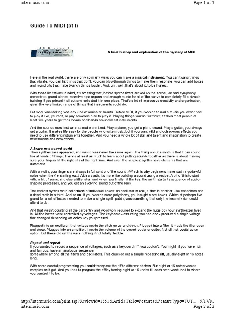 Guide To MIDI (PT I) A Brief History and Explanation of The Mystery