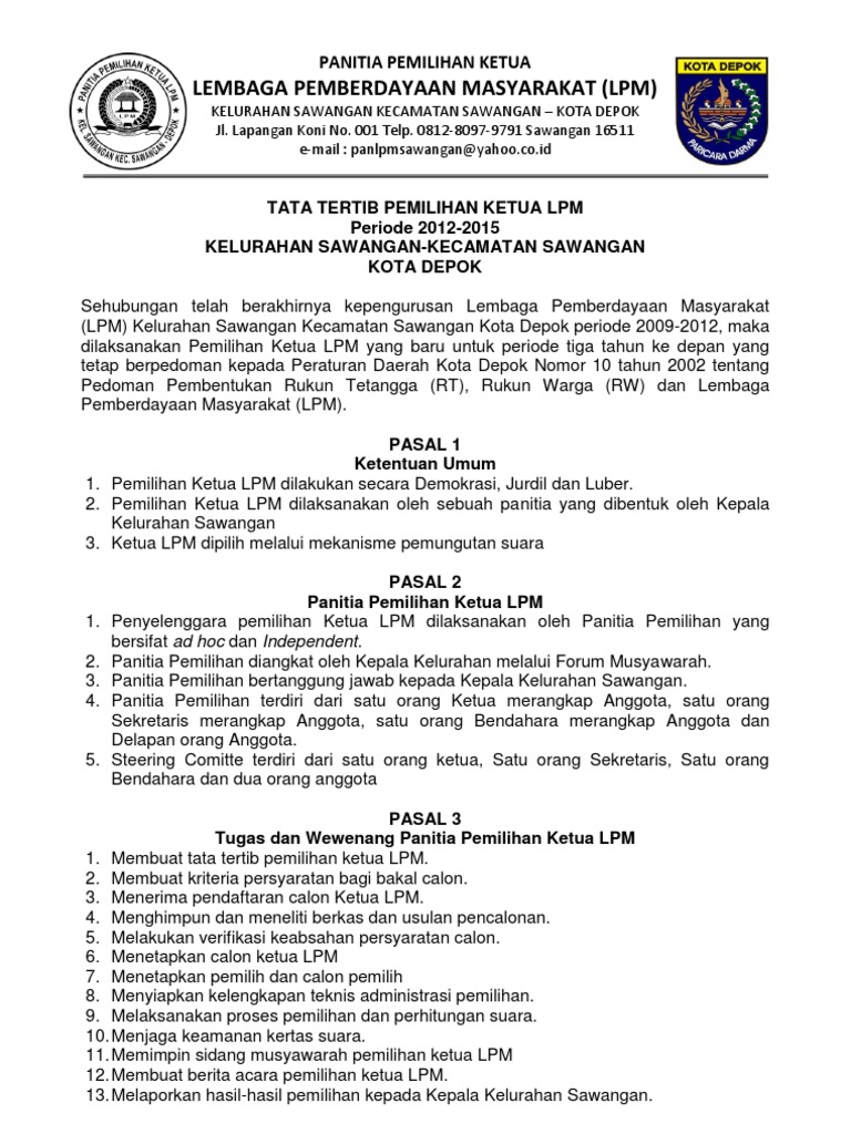 Tata Tertib Pemilihan Ketua Lpm