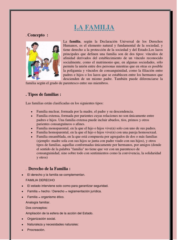 Tipos y derechos de la familia | PDF | Parentesco | Familia