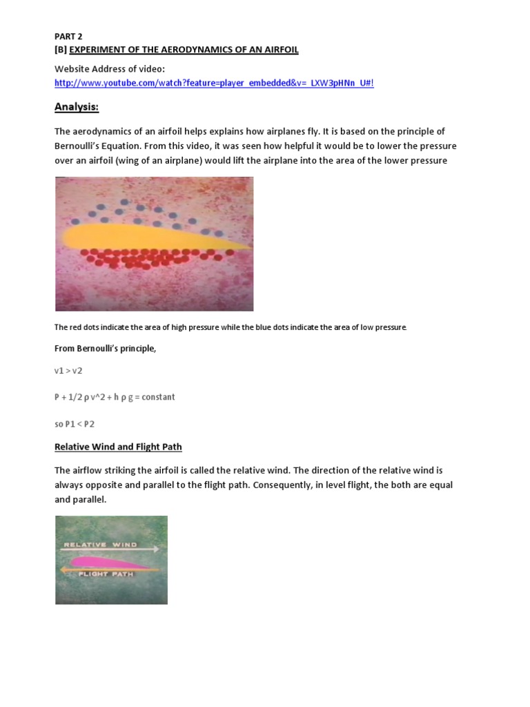 Analysis:: (B) Experiment of The Aerodynamics of An Airfoil | PDF ...