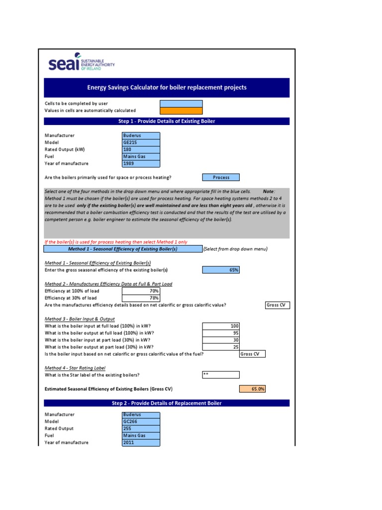 Energy Savings Calculator For Boiler Replacement Projects PDF