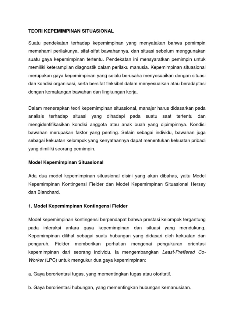 Kepemimpinan Situasional