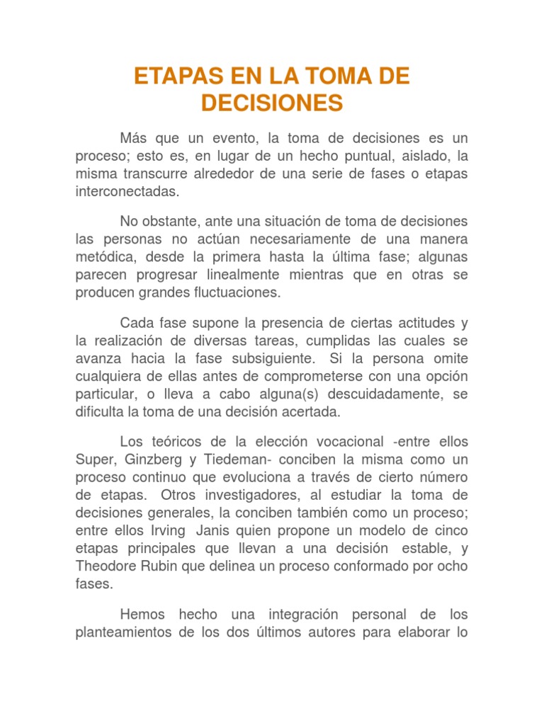 5 Fases de La Toma de Decisiones | PDF | Toma de decisiones | Información