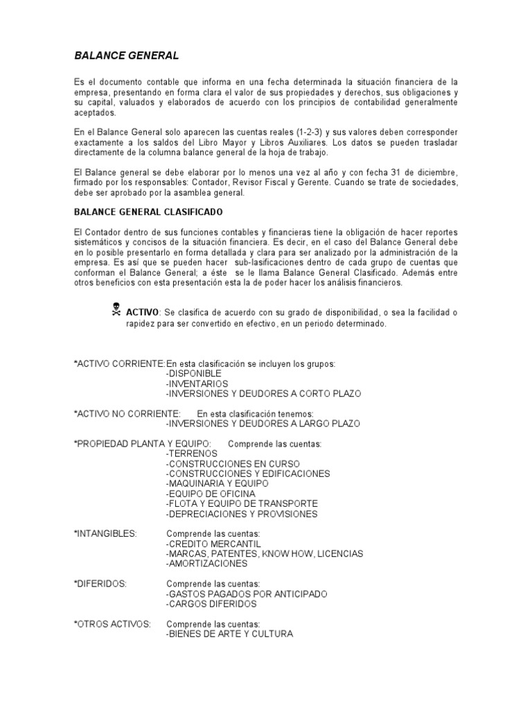Balance General Clasificado | Descargar gratis PDF | Hoja de balance ...