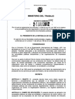 Decreto 1092 de MinTrabajo, Mayo 24 - 2012