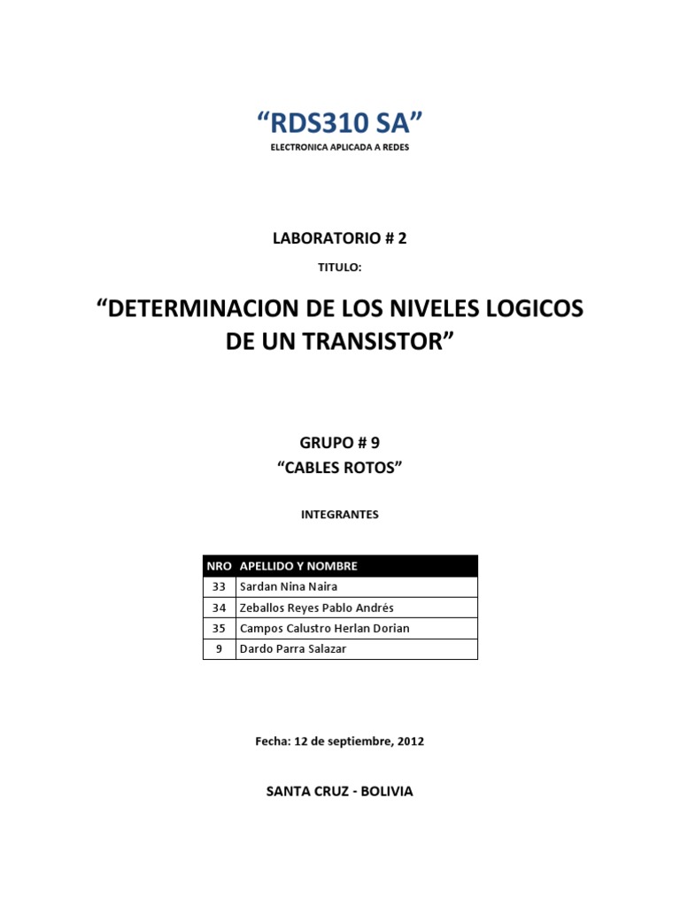 Análisis de los niveles lógicos de un transistor BD317 | PDF ...