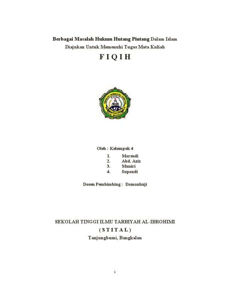 Makalah Pengertian Hutang Piutang Dalam Islam
