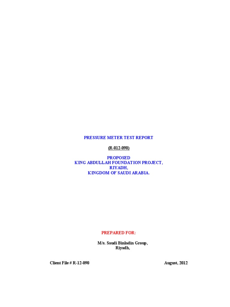 R-12-090 - Pressure Meter Test Report | PDF | Elasticity (Physics ...