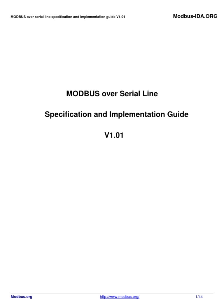 MODBUS Serial Line Guide V1.01 | PDF | Osi Model | Communications Protocols