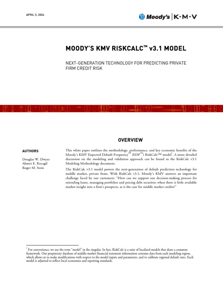 RiskCalc 3.1 Whitepaper | PDF | Moody's Investors Service | Leverage ...