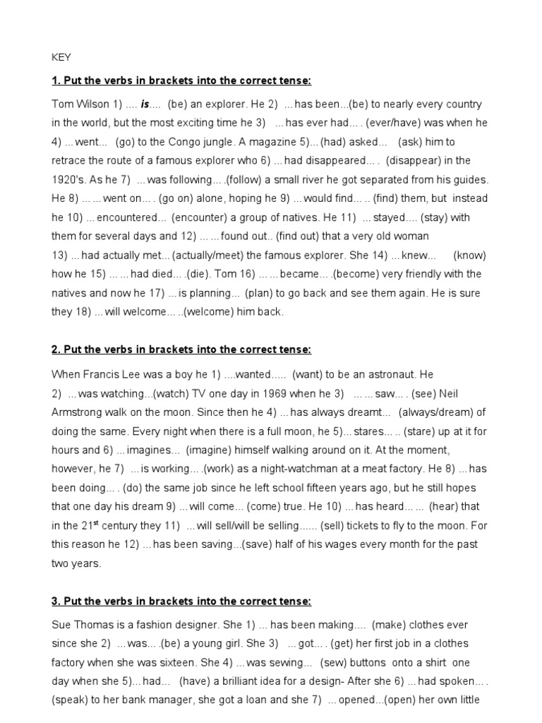 Mixed Tenses Exercises with Answers | PDF | Cloning