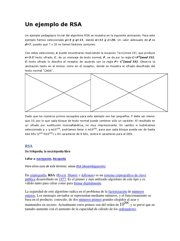 Un Ejemplo de RSA | PDF | Clave (criptografía) | Matemáticas discretas