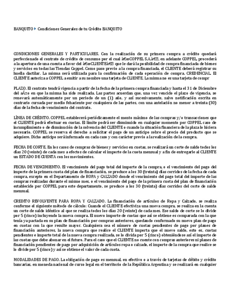 Coppel Contrato | PDF | Crédito (finanzas) | Pagos