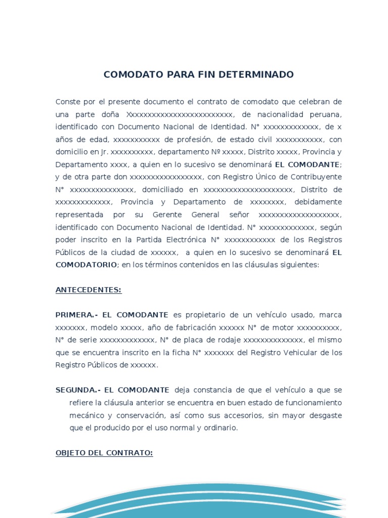 Modelo Contrato Comodato Gobierno Política
