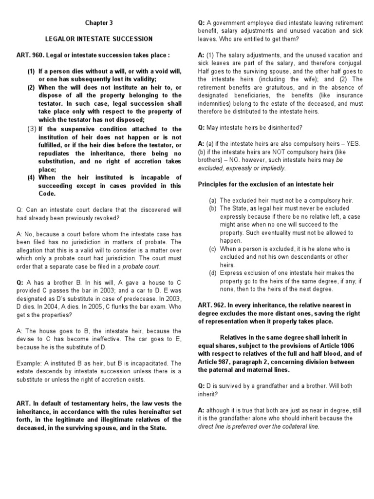 Intestacy notes picture