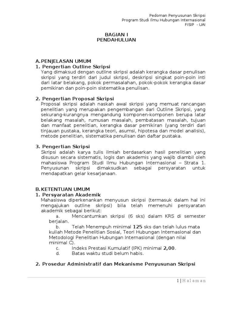 Contoh Outline Skripsi Bahasa Inggris