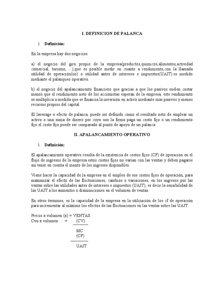 Apalancamiento Operativo Financiero y Total | PDF | Apalancamiento ...