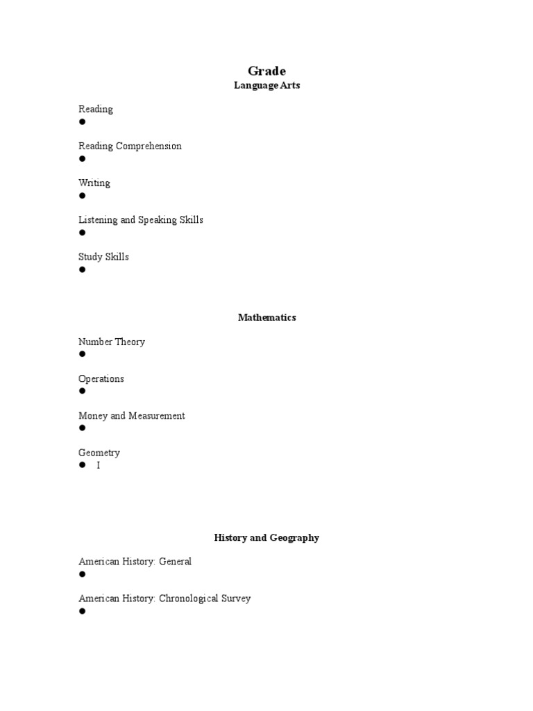 Blank Objectives Template | PDF | Language Arts & Discipline | History