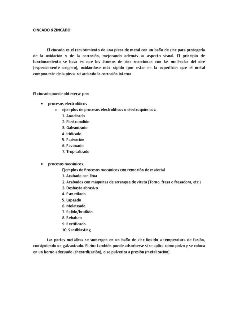 Proceso de Zincado en Metales | PDF | Oxígeno | Zinc