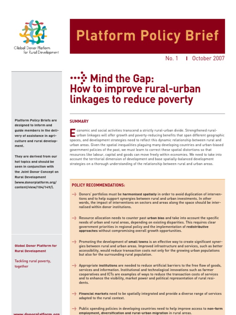 Enhancing Rural-Urban Linkages for Poverty Reduction | PDF | Poverty ...