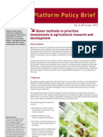No.8: Donor Methods To Prioritise Investments in Agricultural Research and Development
