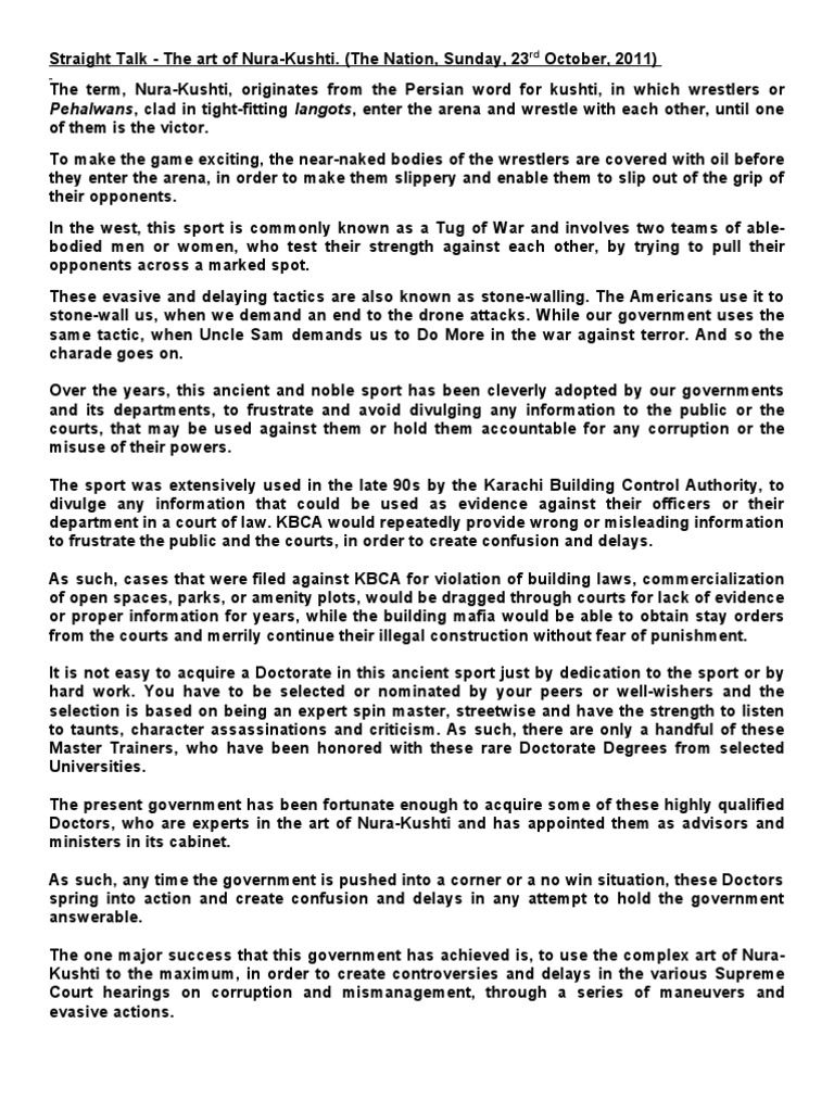 Straight Talk - The Art of Nura Kushti | PDF | Supreme Court Of India ...