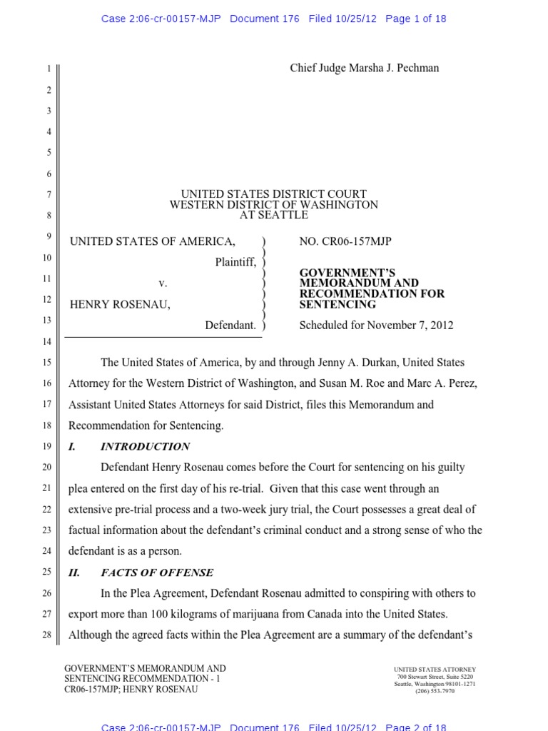 Rosenau Sentencing Memo | PDF | United States Federal Sentencing ...