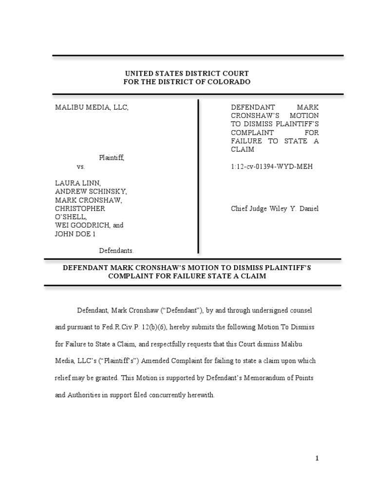 Cronshaw mark 12 b 6 motion to dismiss pdf