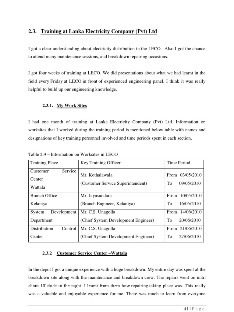 Industrial Training ReportLECO PDF Transformer Geographic Information System