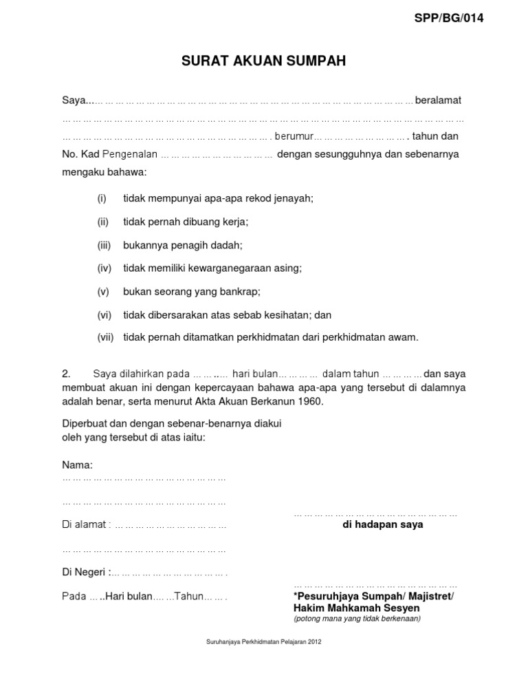 Surat Akuan Sumpah Pdf