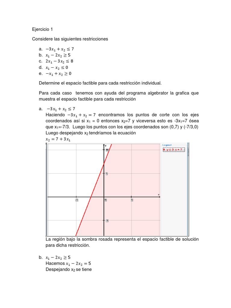 Ejercicios Programación Lineal | PDF | Línea (geometría) | Ecuaciones