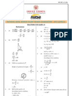 NSTSE Answer Key(Stage 2, Class 10, 29 Jan, 2012)