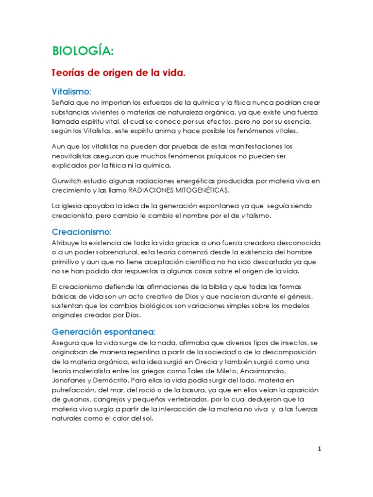 Teorías sobre el origen de la vida | PDF | Mitosis | Mitosis