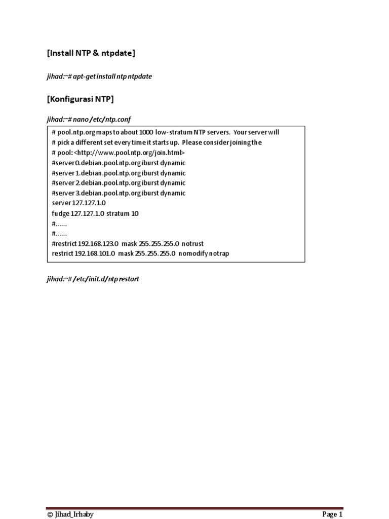 Jihad: # Apt-Get Install NTP Ntpdate | PDF