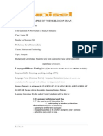 Sample of Form 2 Lesson Plan: Language Skill Focus: Writing ( (