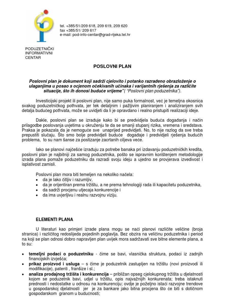 Poslovni Plan | PDF