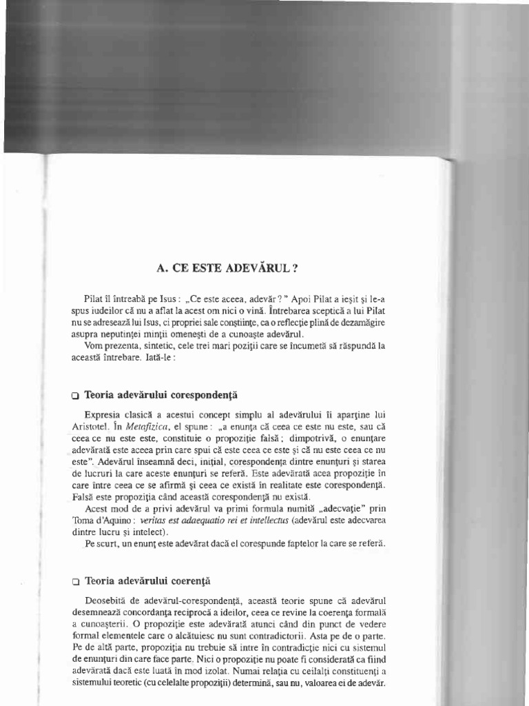 Tipuri de Adevar (Teorii Ale Adevarului) CURS OBLIGATORIU | PDF