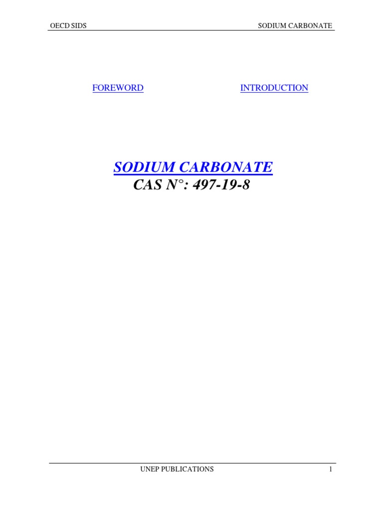 Sodium Carbonate SIDS Assessment Report | PDF | Sodium Hydroxide ...