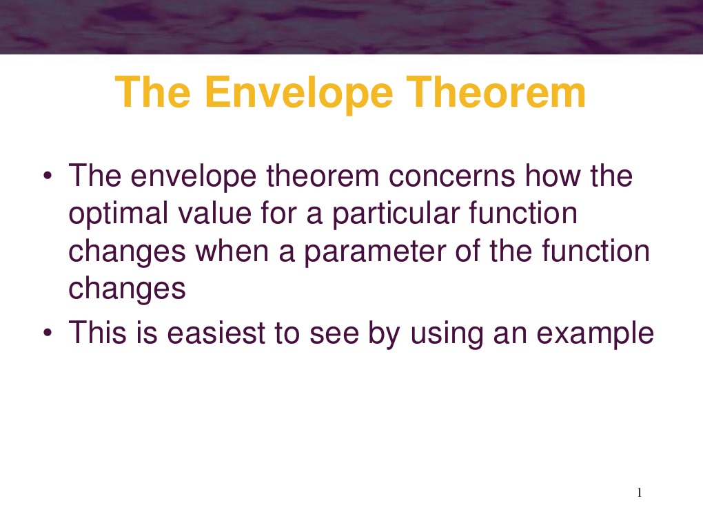 Envelope Theorem Theorem Loss Function