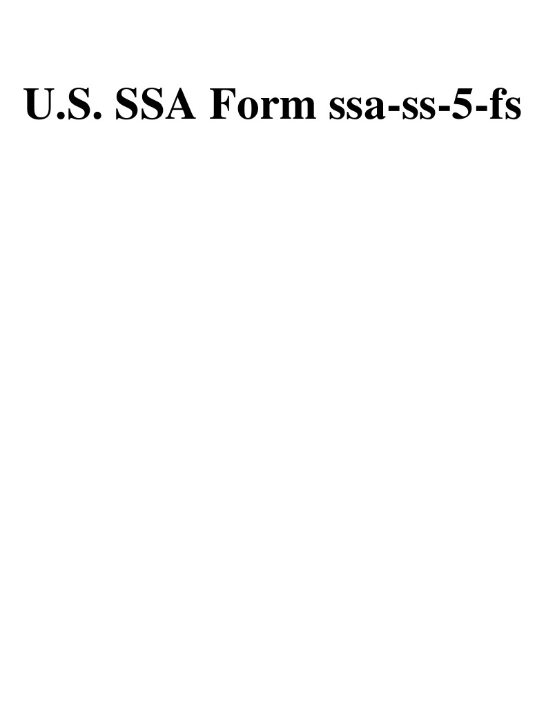 Ssa Ss 5 Fs Nonfillable PDF Social Security Number Social