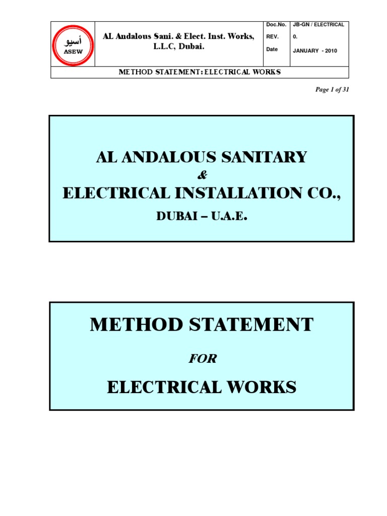Method Statement Electrical Wiring Switch