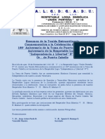 Resumen de la Tenida Extraordinaria Conmemorativa a la Celebración de los 189° Aniversario de la Toma de Puerto Cabello y Aniversario de la Respetable Logia “Independencia y Libertad” Nº 5 Or\ de Puerto Cabello