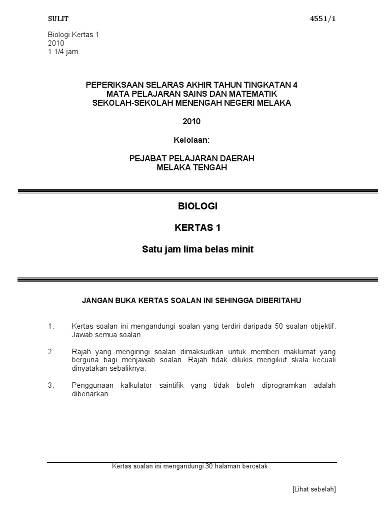 Contoh Soalan Biologi Kertas 2 Tingkatan 4 Akhir Tahun  Mengapa u