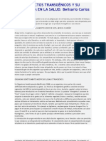 LOS PRODUCTOS TRANSGÉNICOS Y SU IMPLICANCIA EN LA SALUD