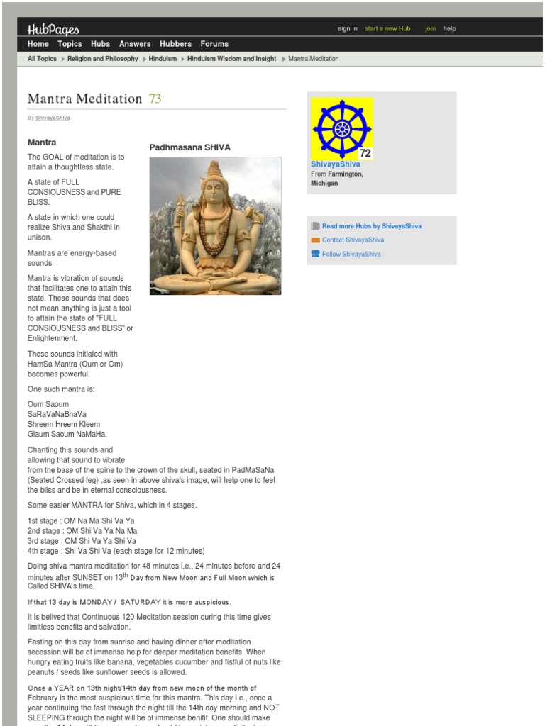 Mantra Meditation Pdf Mantra Shiva