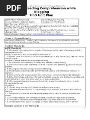 UbD Lesson Plan for Reading Comprehension