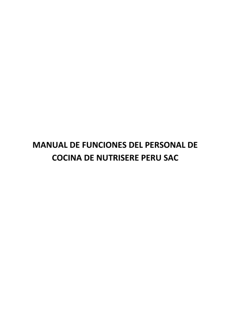 Manual de Funciones del Personal de Cocina | PDF | Artes culinarias ...